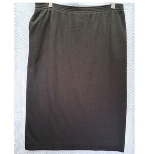 Graff Californiawear Black Knit Midi Skirt Elastic Waist Medium Cotton Blend